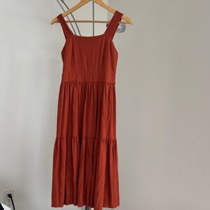 Ann Taylor Rust Tiered Maxi Dress with Wide Straps
